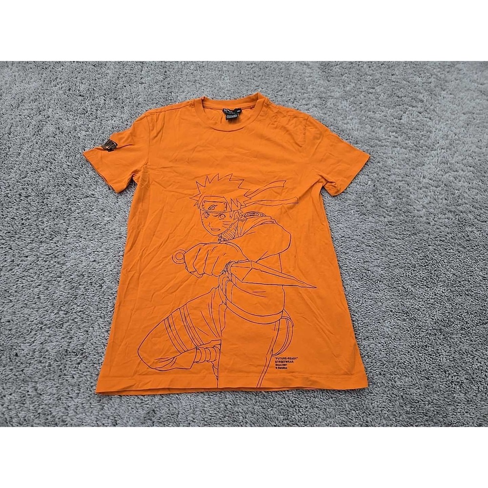 Bershka x Naruto Shippuden T Shirt Mens XS Orange Short Sleeve Anime Manga